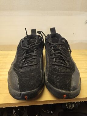 Jordan Air Jordan 12 Retro Men's Athletic Shoes Black with Small Red Accents